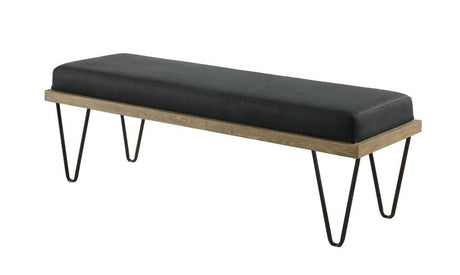 Chad Dark Blue Upholstered Bench with Hairpin Legs Default Title by Coaster - Eve Furniture