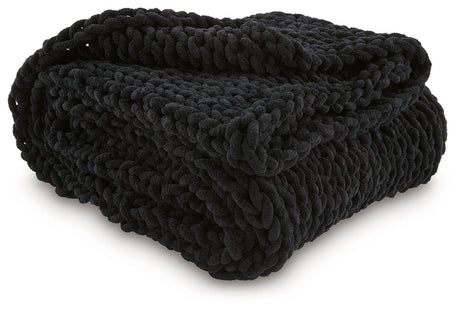 Chaddon Black Throw by Ashley at Eve Furniture