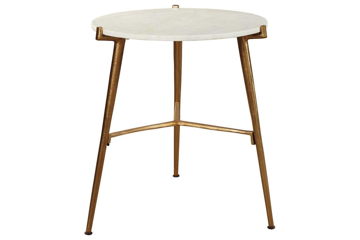 Chadton White/Gold Finish Accent Table by Ashley at Eve Furniture