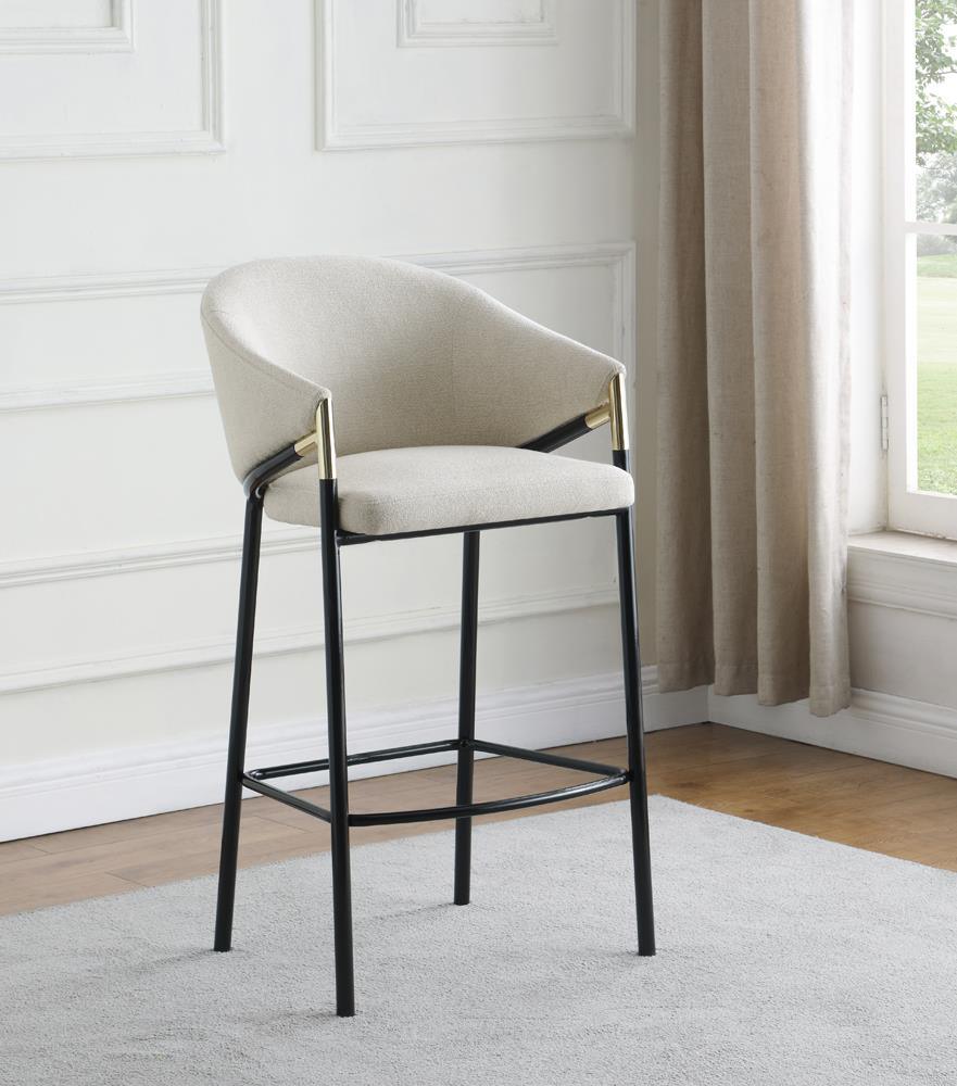Chadwick Beige and Glossy Black Sloped Arm Bar Stools, Set of 2 by Coaster at Eve Furniture