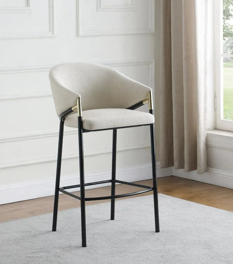 Chadwick Beige and Glossy Black Sloped Arm Bar Stools, Set of 2 by Coaster at Eve Furniture