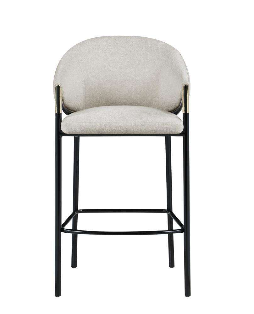 Chadwick Beige and Glossy Black Sloped Arm Bar Stools, Set of 2 by Coaster at Eve Furniture