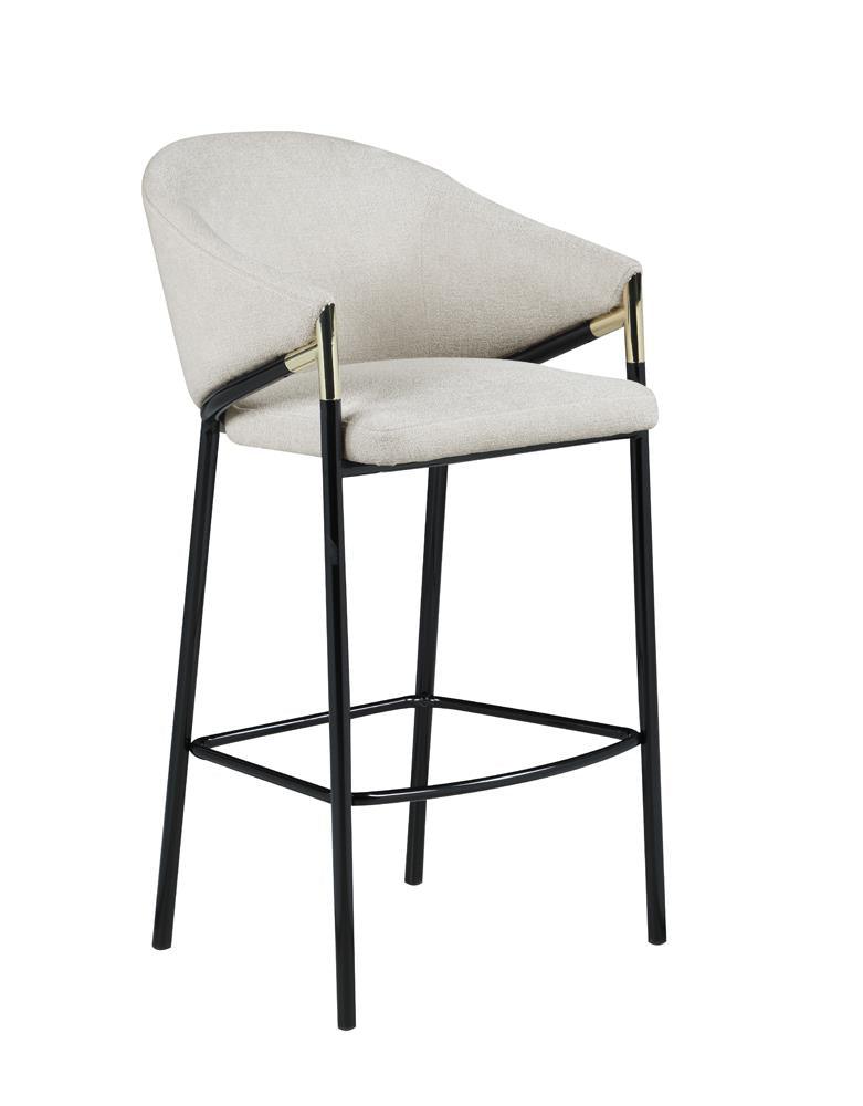 Chadwick Beige and Glossy Black Sloped Arm Bar Stools, Set of 2 by Coaster at Eve Furniture