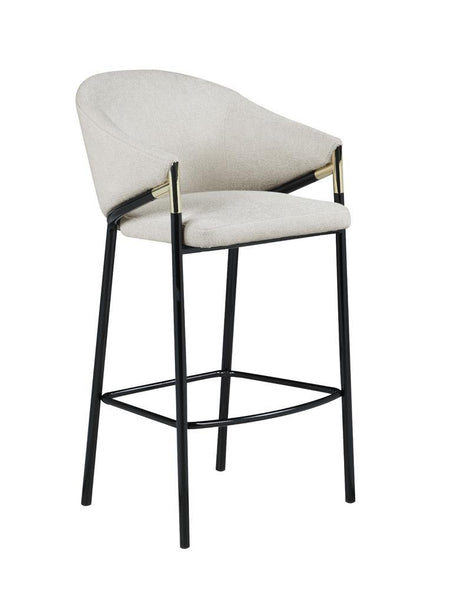 Chadwick Beige and Glossy Black Sloped Arm Bar Stools, Set of 2 by Coaster at Eve Furniture