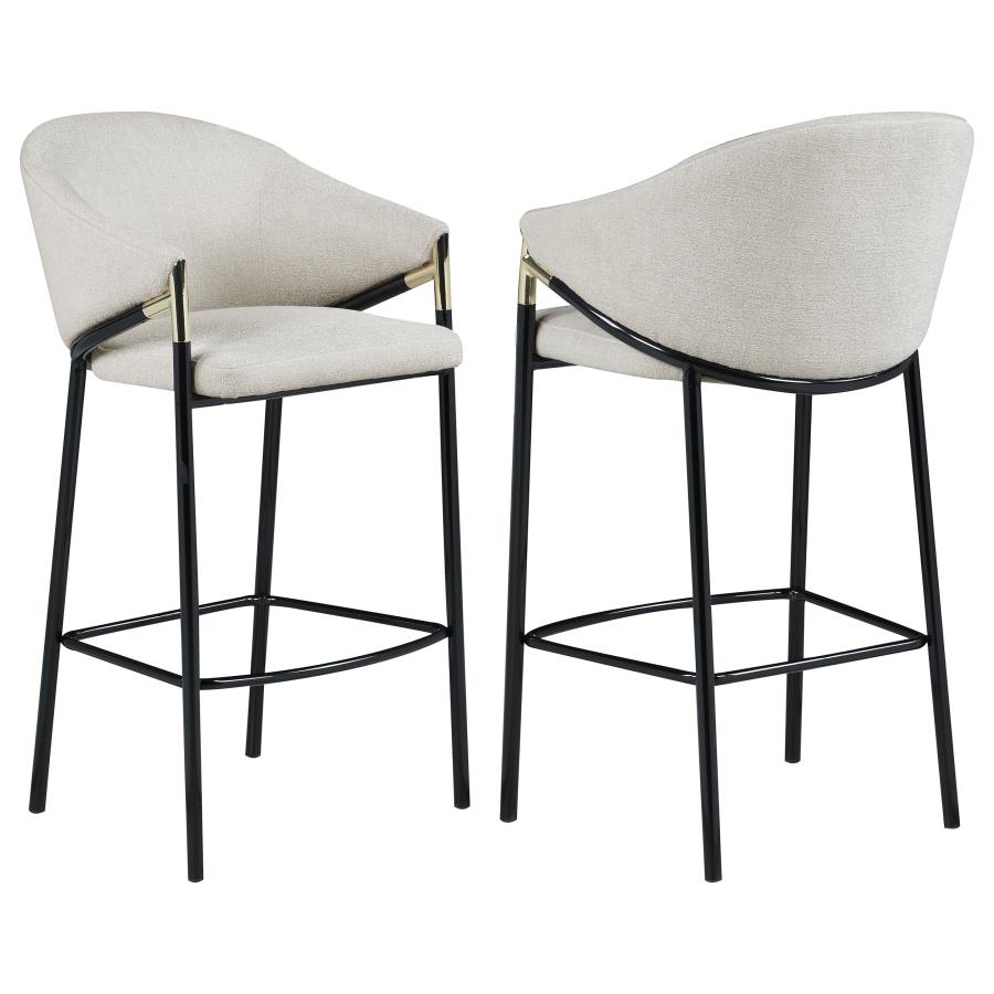 Chadwick Beige and Glossy Black Sloped Arm Bar Stools, Set of 2 by Coaster at Eve Furniture