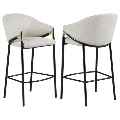 Chadwick Beige and Glossy Black Sloped Arm Bar Stools, Set of 2 by Coaster at Eve Furniture