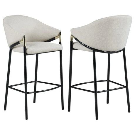 Chadwick Beige and Glossy Black Sloped Arm Bar Stools, Set of 2 by Coaster at Eve Furniture
