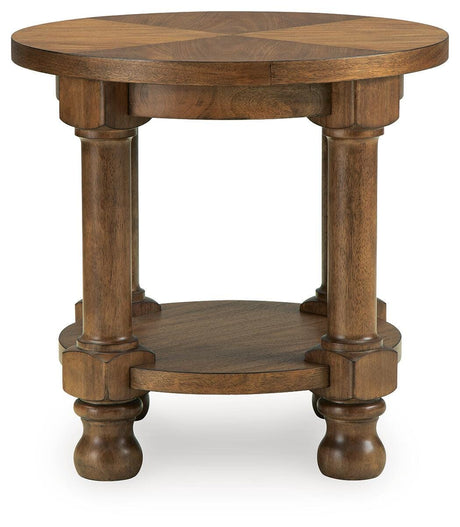 Chadworth Medium Brown Round End Table by Ashley at Eve Furniture
