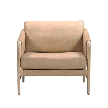 Chakka Tan Genuine Leather Accent Chair by TOV Furniture at Eve Furniture