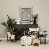 Chakra 19.7" Set of Two Round Dark Wood Top Black Frame Accent Tables by Mercana at Eve Furniture