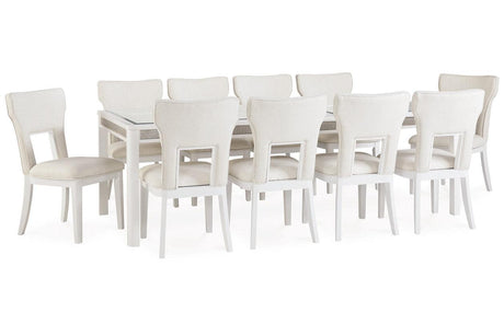 Chalanna White Dining Table with 10 Chairs by Ashley at Eve Furniture