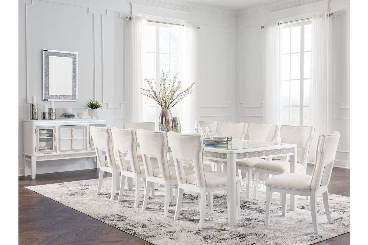 Chalanna White Dining Table with 10 Chairs by Ashley at Eve Furniture