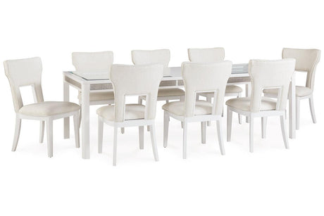 Chalanna White Dining Table with 8 Chairs by Ashley at Eve Furniture
