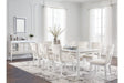 Chalanna White Dining Table with 8 Chairs by Ashley at Eve Furniture