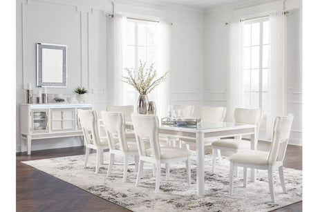 Chalanna White Dining Table with 8 Chairs by Ashley at Eve Furniture