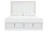 Chalanna White King LED Upholstered Storage Platform Bed by Ashley at Eve Furniture