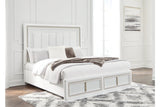 Chalanna White King LED Upholstered Storage Platform Bed by Ashley at Eve Furniture