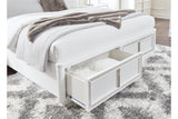 Chalanna White King LED Upholstered Storage Platform Bed by Ashley at Eve Furniture