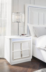 Chalanna White LED Upholstered Storage Platform Bedroom Set by Ashley at Eve Furniture