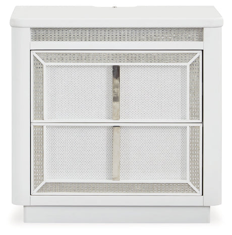 Chalanna White LED Upholstered Storage Platform Bedroom Set by Ashley at Eve Furniture