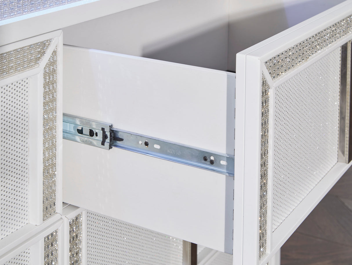 Chalanna White LED Upholstered Storage Platform Bedroom Set by Ashley at Eve Furniture