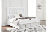 Chalanna White LED Upholstered Storage Platform Bedroom Set by Ashley at Eve Furniture