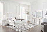 Chalanna White LED Upholstered Storage Platform Bedroom Set by Ashley at Eve Furniture