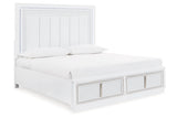 Chalanna White Queen LED Upholstered Storage Platform Bed by Ashley at Eve Furniture