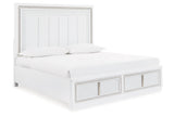 Chalanna White Queen LED Upholstered Storage Platform Bed by Ashley at Eve Furniture