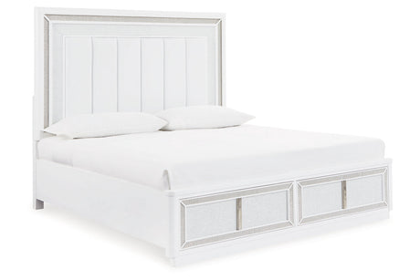 Chalanna White Queen LED Upholstered Storage Platform Bed by Ashley at Eve Furniture