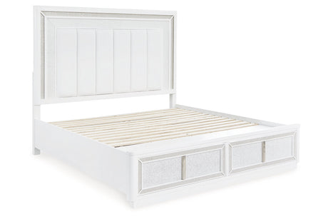 Chalanna White Queen LED Upholstered Storage Platform Bed by Ashley at Eve Furniture