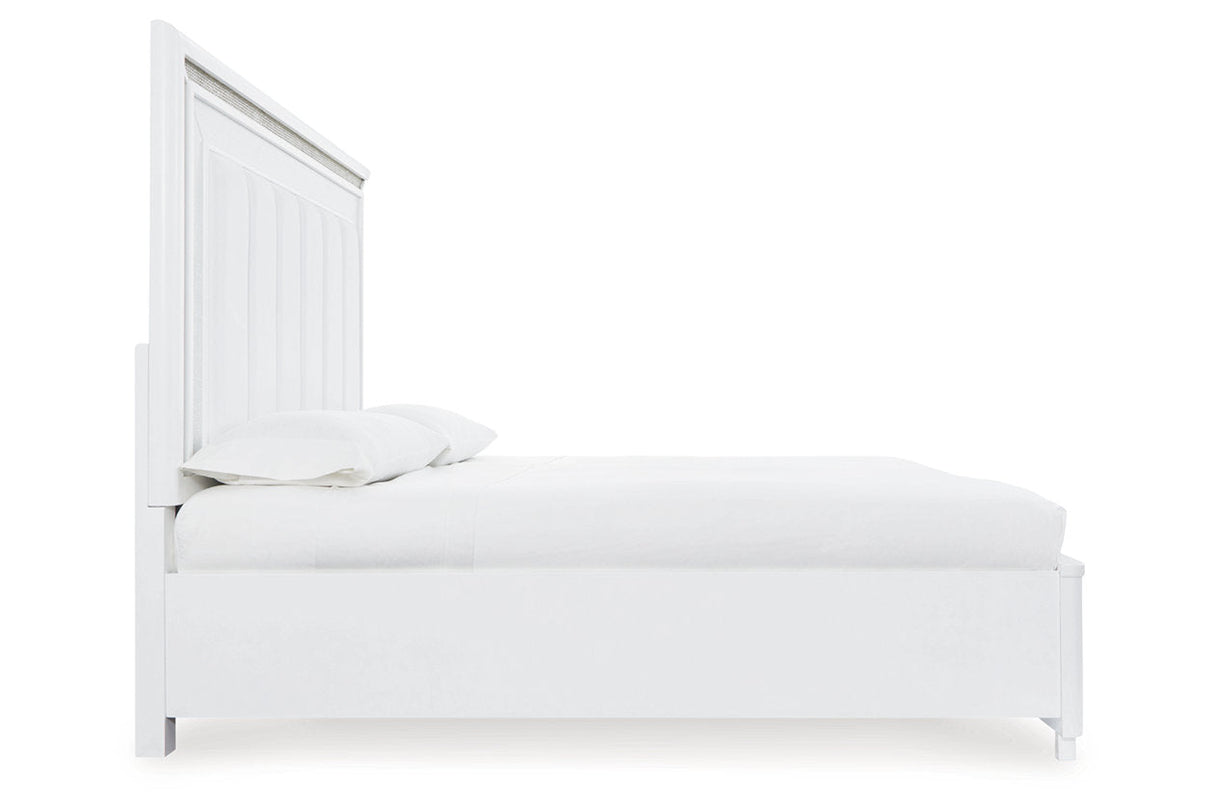 Chalanna White Queen LED Upholstered Storage Platform Bed by Ashley at Eve Furniture