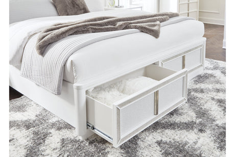 Chalanna White Queen LED Upholstered Storage Platform Bed by Ashley at Eve Furniture