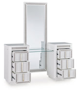 Chalanna White Vanity, Mirror and Stool by Ashley at Eve Furniture