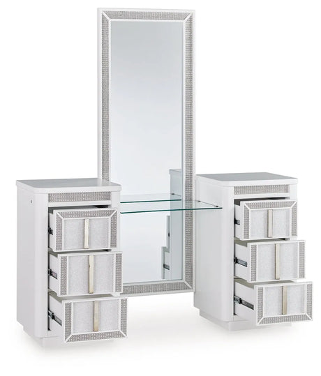 Chalanna White Vanity with Mirror by Ashley at Eve Furniture