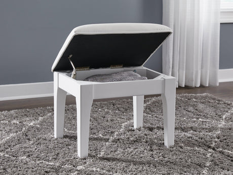 Chalanna White Vanity Stool by Ashley at Eve Furniture