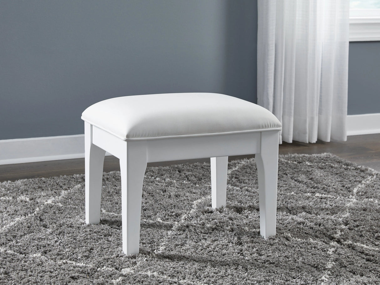 Chalanna White Vanity, Mirror and Stool by Ashley at Eve Furniture