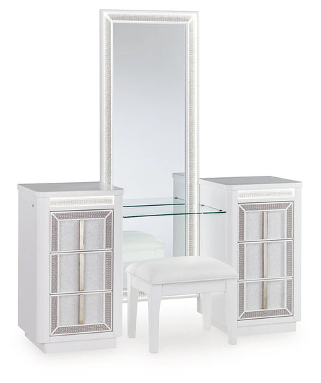 Chalanna White Vanity, Mirror and Stool by Ashley at Eve Furniture