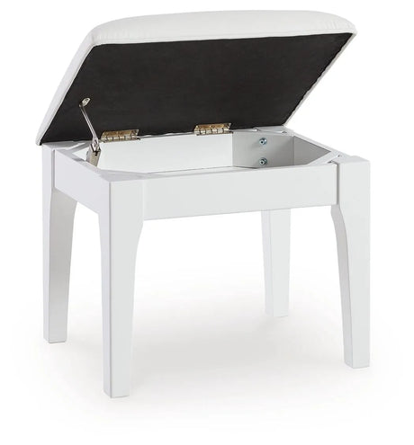 Chalanna White Vanity Stool by Ashley at Eve Furniture