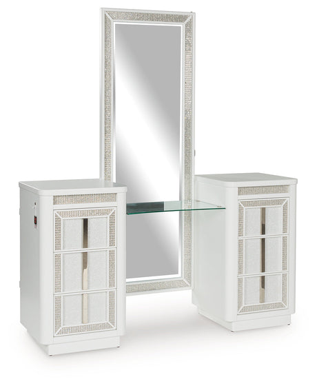 Chalanna White Vanity with Mirror by Ashley at Eve Furniture
