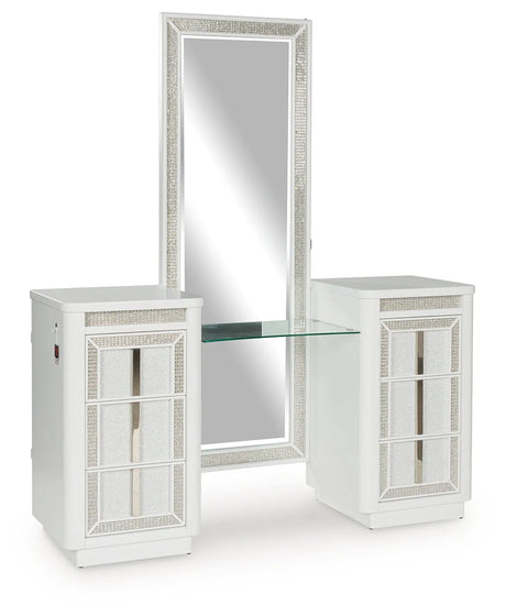 Chalanna White Vanity with Mirror by Ashley at Eve Furniture