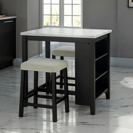 Chalcedony Black/White/Ivory 3-Piece Dining Room Set by Furniture of America at Eve Furniture