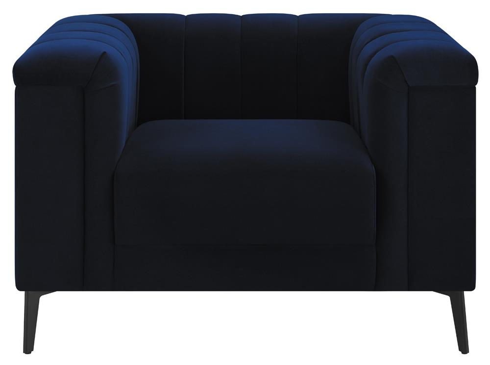 Chalet Blue Tuxedo Arm Tufted Living Room Set by Coaster at Eve Furniture