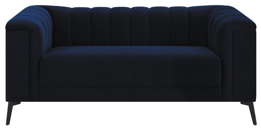 Chalet Blue Tuxedo Arm Loveseat by Coaster at Eve Furniture