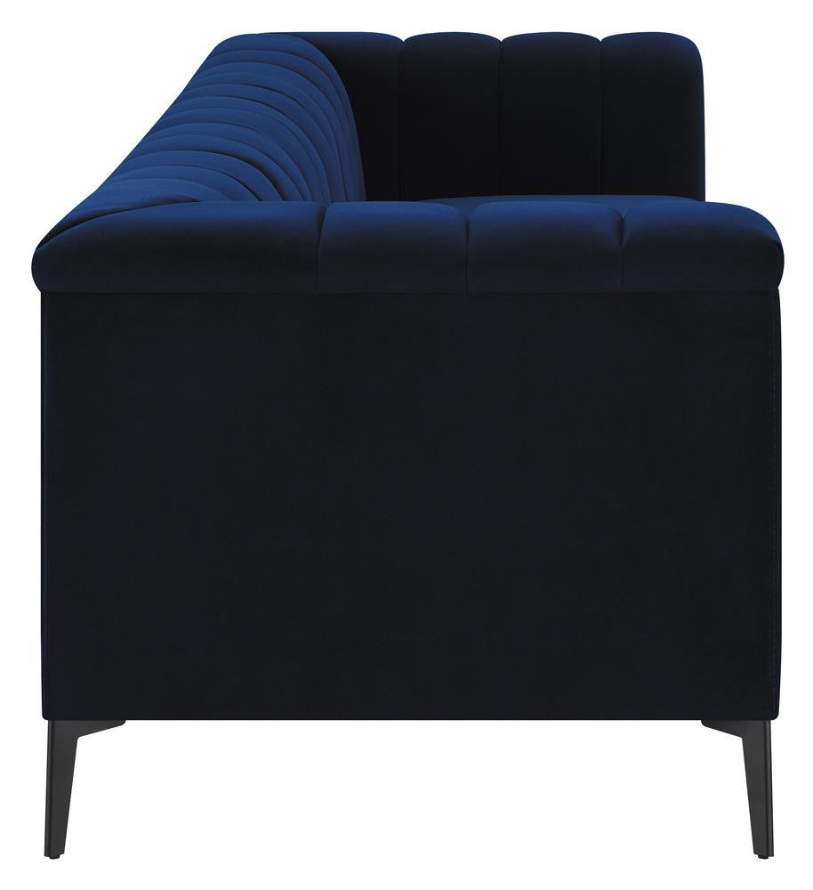 Chalet Upholstered Tuxedo Arm Tufted Sofa Blue by Coaster at Eve Furniture