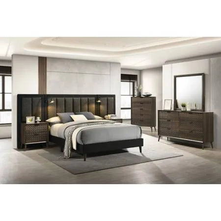 Chalfont Dark Brown 5-Piece Queen Wall Panel Bedroom Set by Furniture of America at Eve Furniture
