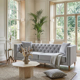 Chalky Living Room Tufted Velvet Upholstered Couch in Light Gray by Ashcroft Furniture at Eve Furniture