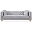 Chalky Living Room Tufted Velvet Upholstered Couch in Light Gray by Ashcroft Furniture at Eve Furniture