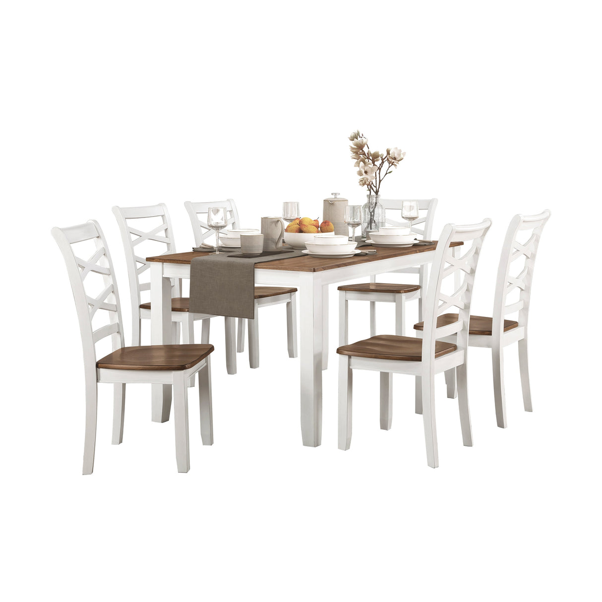 Challis Cherry/White 7-Piece Dining Set by Homelegance at Eve Furniture