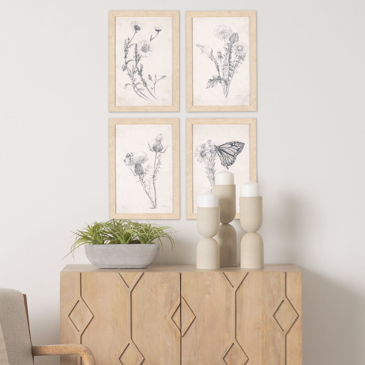 Chamomile Drawing I by Mercana Studio a Hand Embellished Textured Framed Art Print by Mercana at Eve Furniture